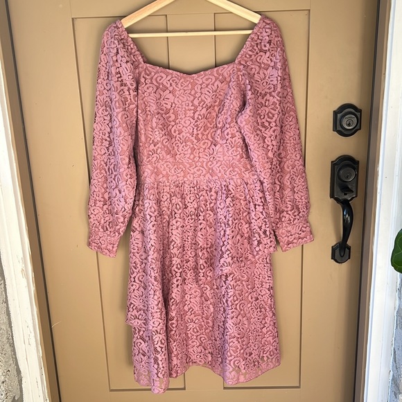 Jessakae Allover Lace Mauve Laurel Midi Dress. Size S. Long sleeve. Like New - Picture 2 of 13